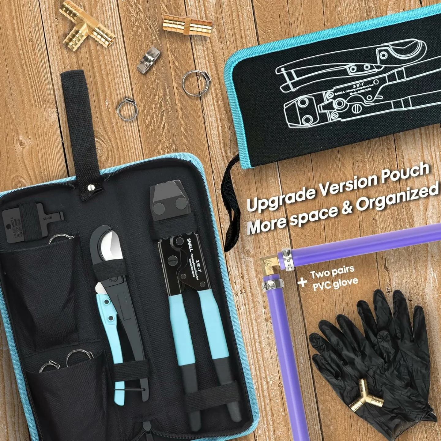 Pex Crimping Tool Kit with Hose Cutter & Clamps