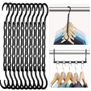 HOUSE DAY Black Magic Space Saving Hangers, Premium Smart Hanger Hooks, Sturdy Cascading Hangers wit...