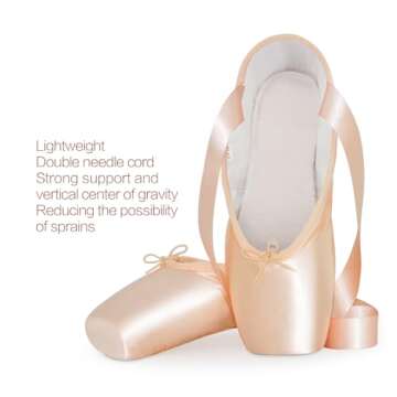 IJONDA Adult Ballet Pointe Shoes Hard Toe Dance Shoes Pink Satin Practice Ballet Slippers for Girls Women (Pink, Numeric_ 7)