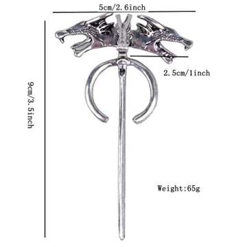 Daenerys Targaryen Silver Dragon Brooch Pins Halloween Cosplay Accessory