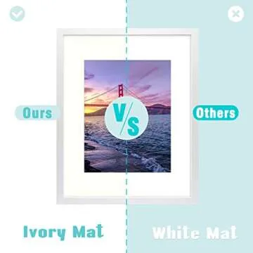 Frametory, 16x20 Picture Frame - Made to Display 11x14 Photo with Ivory Mat - Wide Molding - Built in Hanging Features - Preinstalled Wall Mounting Hardware (White, 1 Pack)