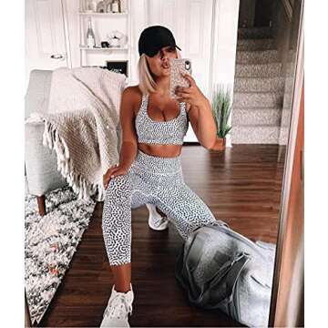 Hotexy Women Workout Sets Activewear Tracksuits Leopard High Waisted Yoga Leggings with Stretch Sports Bra Gym Set