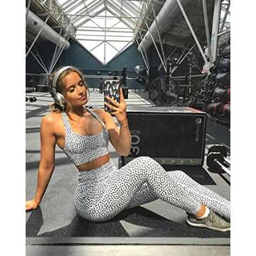 Hotexy Women Workout Sets Activewear Tracksuits Leopard High Waisted Yoga Leggings with Stretch Sports Bra Gym Set