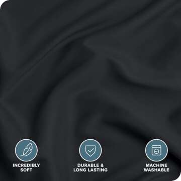 Bare Home Bedding Duvet Cover Queen Size - Premium 1800 Super Soft Duvet Covers Collection - Lightweight, Cooling Duvet Cover - Soft Breathable Bedding Duvet Cover (Queen, Black)