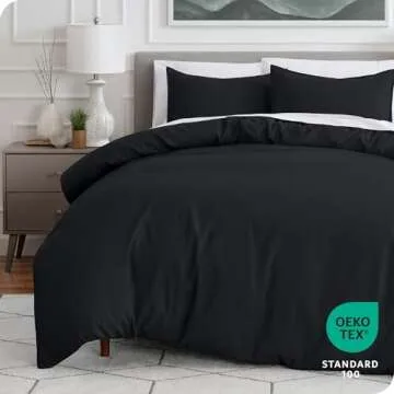 Bare Home Bedding Duvet Cover Queen Size - Premium 1800 Super Soft Duvet Covers Collection - Lightweight, Cooling Duvet Cover - Soft Breathable Bedding Duvet Cover (Queen, Black)