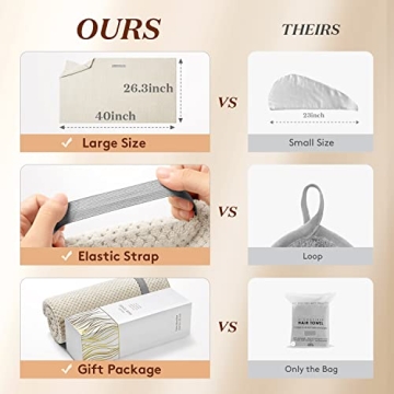 YFONG Large Microfiber Hair Towel for Fast Drying Hair