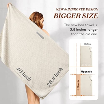 YFONG Large Microfiber Hair Towel for Fast Drying Hair