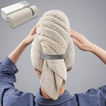 YFONG Large Microfiber Hair Towel for Fast Drying Hair