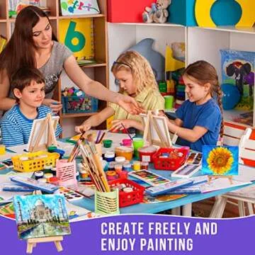 Fuutreo Watercolor Paint Sets 3x4 Mini Canvas Easel Paints Brush Set Kids Art Party Favors and Party Supplies Watercolor Paint Favors Washable Bulk for Kids Birthday Prizes(48 Pcs)