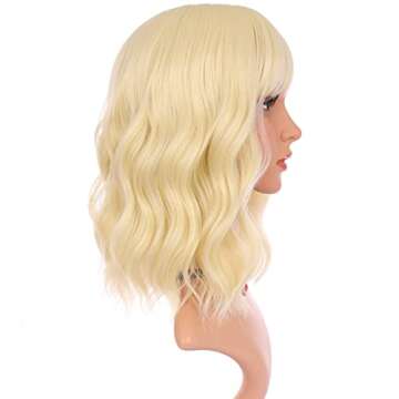 eNilecor Blonde Wig, Short Bob Wigs for Women Curly Natural Colored Synthetic Fashion Wigs with Air ...