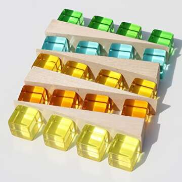 Candywood Rainbow Acrylic Gem Cubes Blocks Children Educational Sensory Training Crystal Toys Baby Learn Color Light Shadow Stacking Toys (10-Pcs)