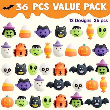 JOYIN 36 Pcs Halloween Mochi Squishy Toy in Blind Bags with 12 Halloween Characters for Stress Relief, Halloween Mystery Toy Surprise Bag for Kids Halloween Party Favors, Halloween Goodie Fillers