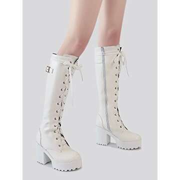 SeiteHuud Women's Fashion Platform Knee High Boots - Gothic Style