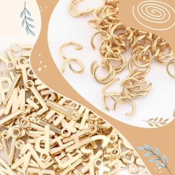 SANNIX 156Pcs Gold Letter Charms for DIY Jewelry Making