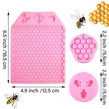 3 Packs 7 Cavity Bumble Bee Silicone Mold Honeycomb Bees Silicone Chocolate Molds Silicone Bee Fonda...