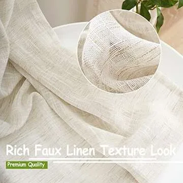 Treatmentex Semi Sheer Linen Curtains 52" 2 Panels