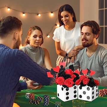 Sinmoe 6 Pcs Casino Dice Favor Boxes Bulk 7 x 7 x 7 Inch Casino Themed Party Supplies Night Las Vegas Party Decoration Three Dimensional Dice Decor for New Year Centerpieces Game