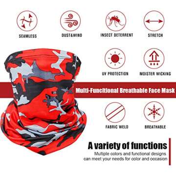6 Pieces Cooling Neck Gaiter Sun UV Protection Face Mask Windproof Scarf Sunscreen Breathable Bandan...