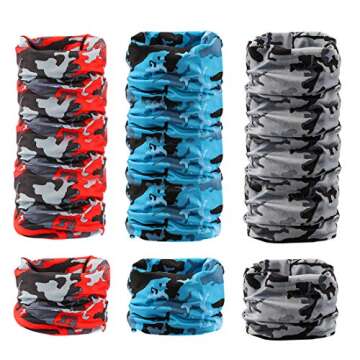 6 Pieces Cooling Neck Gaiter Sun UV Protection Face Mask Windproof Scarf Sunscreen Breathable Bandana Balaclava