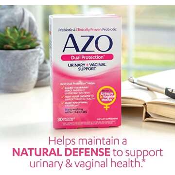 AZO Dual Protection, Urinary + Vaginal Support, Prebiotics and Probiotics for Women*, Starts Working Within 24 Hours, Non-GMO, 30 Count