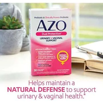 AZO Dual Protection, Urinary + Vaginal Support, Prebiotics and Probiotics for Women*, Starts Working Within 24 Hours, Non-GMO, 30 Count