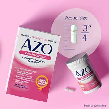 AZO Dual Protection, Urinary + Vaginal Support, Prebiotics and Probiotics for Women*, Starts Working Within 24 Hours, Non-GMO, 30 Count