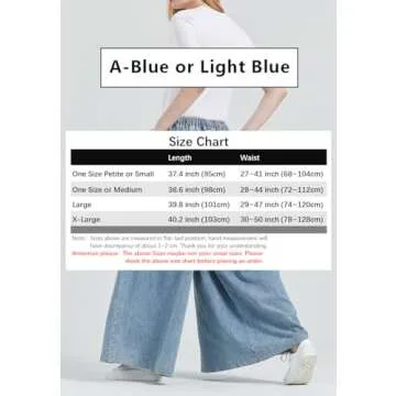 EXPOING Extra Wide Leg Denim Pants for Women Long Jeans Elastic Waist with Pockets Plus Size Loose Casual (A-Blue XL)