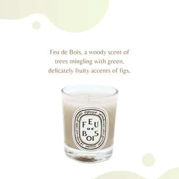 Diptyque Set of 5 Home Scented Aromatherapy Wax Candles - Travel Size, Small Scended Candles Holiday Gift Set: Baies, Roses, Figuier, Feuille de Lavande, Feu de Bois