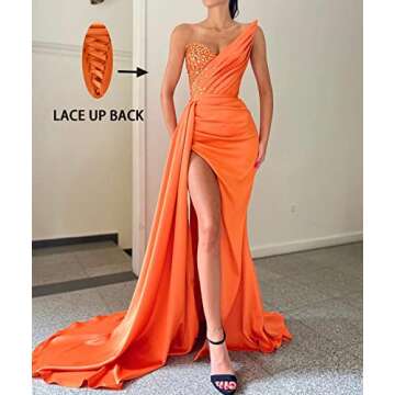 Strapless Mermaid Prom Dresses 2024 Beaded Formal Evening Gowns V Neck Slit Party Dresses for Women ...