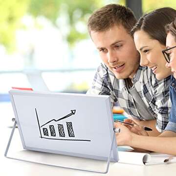 Small Dry Erase White Board - Desktop Portable Mini WhiteBoard Easel 7"x 11", 360 Degree Reversible to Do List Notepad for Office, Home, Kitchen, School.