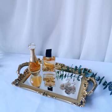 Yamfurga Elegant Decorative Mirror Tray for Organizer