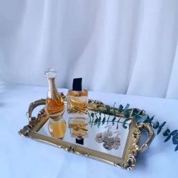 Yamfurga Elegant Decorative Mirror Tray for Organizer