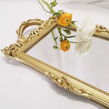 Yamfurga Elegant Decorative Mirror Tray for Organizer