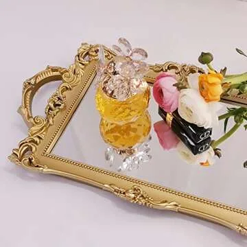 Yamfurga Elegant Decorative Mirror Tray for Organizer