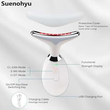 Red Light Therapy for Face, 7 Color LED Facial Light Therapy Wand for Skin Care at Home Blue Light Therapy Face Massager Tool for Face, Neck (White)