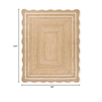 Sanwariya Rugs Export Natural Jute Scalloped Rug - Handwoven Bohemian Decor