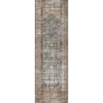 Loloi Amber Lewis Georgie Collection GER-04 Teal/Antique 5'-0" x 7'-6", .19" Pile Height, Area Rug