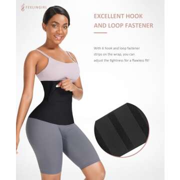 FeelinGirl Waist Trainer for Women Trimmer Belt Waist Cincher Tummy Wrap Plus Size Body Shaper (One ...