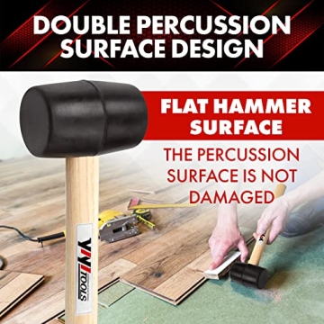 YIYITOOLS YY-2-005 Rubber Mallet Hammer with Wood Handle 8-oz