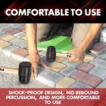 YIYITOOLS YY-2-005 Rubber Mallet Hammer with Wood Handle 8-oz