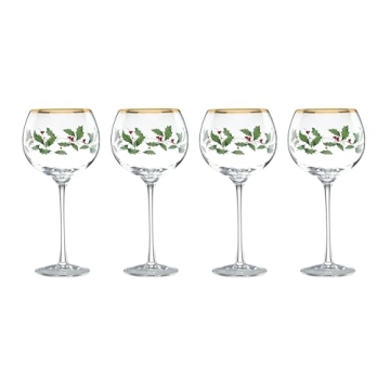 Lenox 856101 Holiday 4-Piece Wine Glass Set, Christmas Dinnerware, Hosting