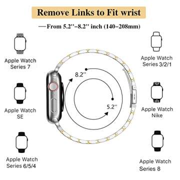 MioHHR Slim Metal Band Compatible with Apple Watch Band 49mm 46mm 45mm 44mm 42mm（Series 3/2/1）,Dressy Stainless Steel Chain Strap for Women iWatch Bands Series 10 9 8 7 6 5 4 SE Ultra 2 1,Silver/Gold