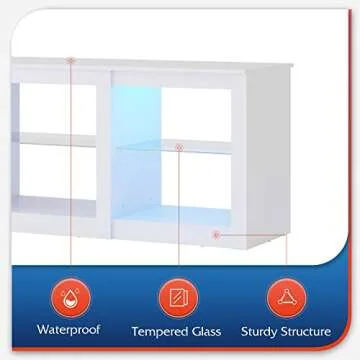 Sleek WLIVE LED TV Stand with Adjustable Shelves