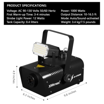 Fog Machine 1000W with Strobe Light and Wireless Remote