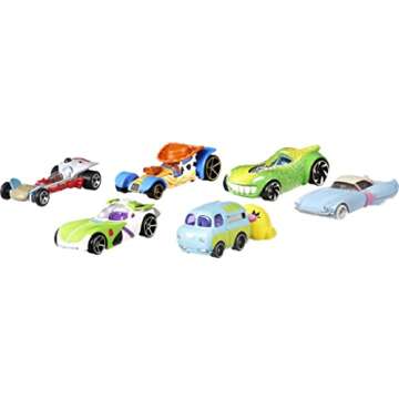 Hot Wheels Mattel Disney and Pixar Toy Story 4 Bundle of 6 1:64 Scale Character Cars: Woody, Buzz, Forky, Bo Beep, Rex & Ducky & Bunny