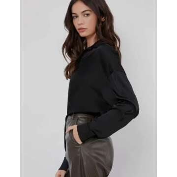 Chigant Women's Satin Silk Long Sleeve Blouse for Work