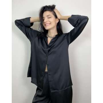 Chigant Women's Satin Silk Long Sleeve Blouse for Work