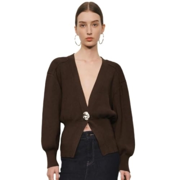 URBAN REVIVO Women's V-Neck Cardigan - Stylish Comfort