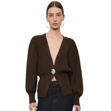 URBAN REVIVO Women's V-Neck Cardigan - Stylish Comfort