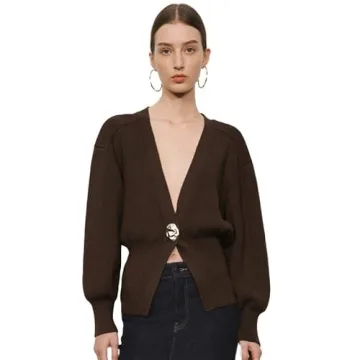 URBAN REVIVO Women's V-Neck Cardigan - Stylish Comfort